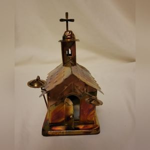 Vintage Berkeley Designs Copper, Metal Church, Music Box, Plays "Amazing Grace"